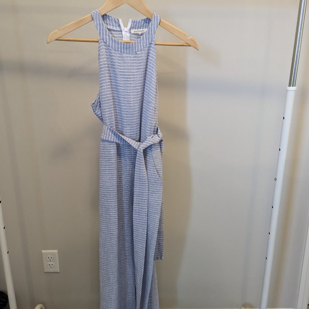 Blue and white stripe jumpsuit - Small